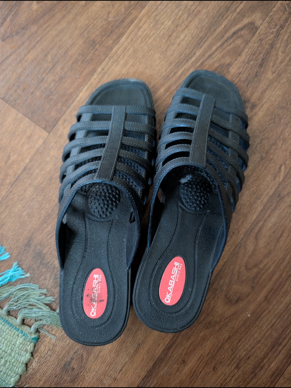 Okabashi Black Strappy Slip-On Clogs